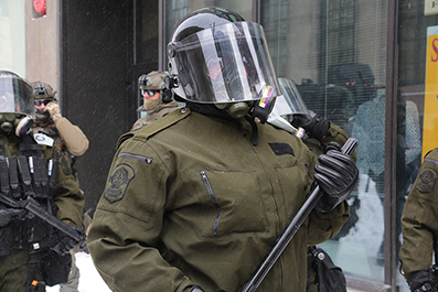 Police Block Central Ottawa : Truck Protest : February 2022 : Personal Photo Projects : Photos : Richard Moore : Photographer